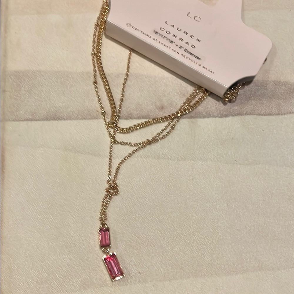 FREE with PURCHASE NET LC Lauren Conrad Gold and Red Necklace Minimalist Design